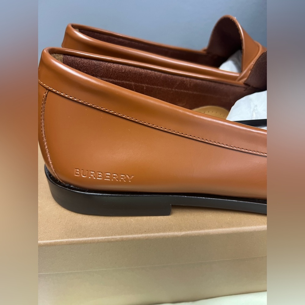 NIB- Burberry Tan Rupert’s coin Leather Loafers - Picture 6 of 12
